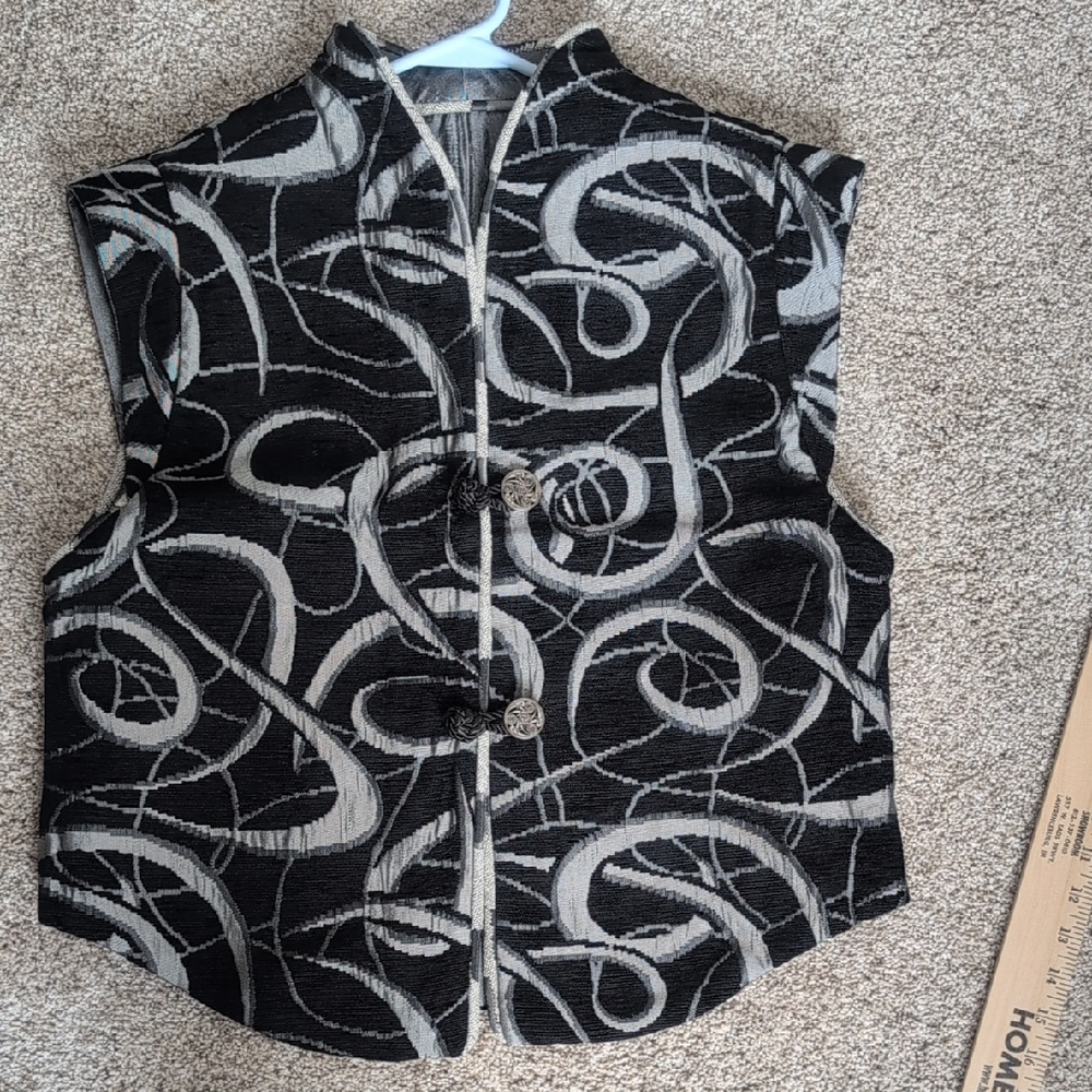 Black and Silver Patterned Vest